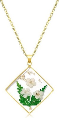 NEW Flower Necklace Lily of the Valley Pressed Flower May Birth Month Flower