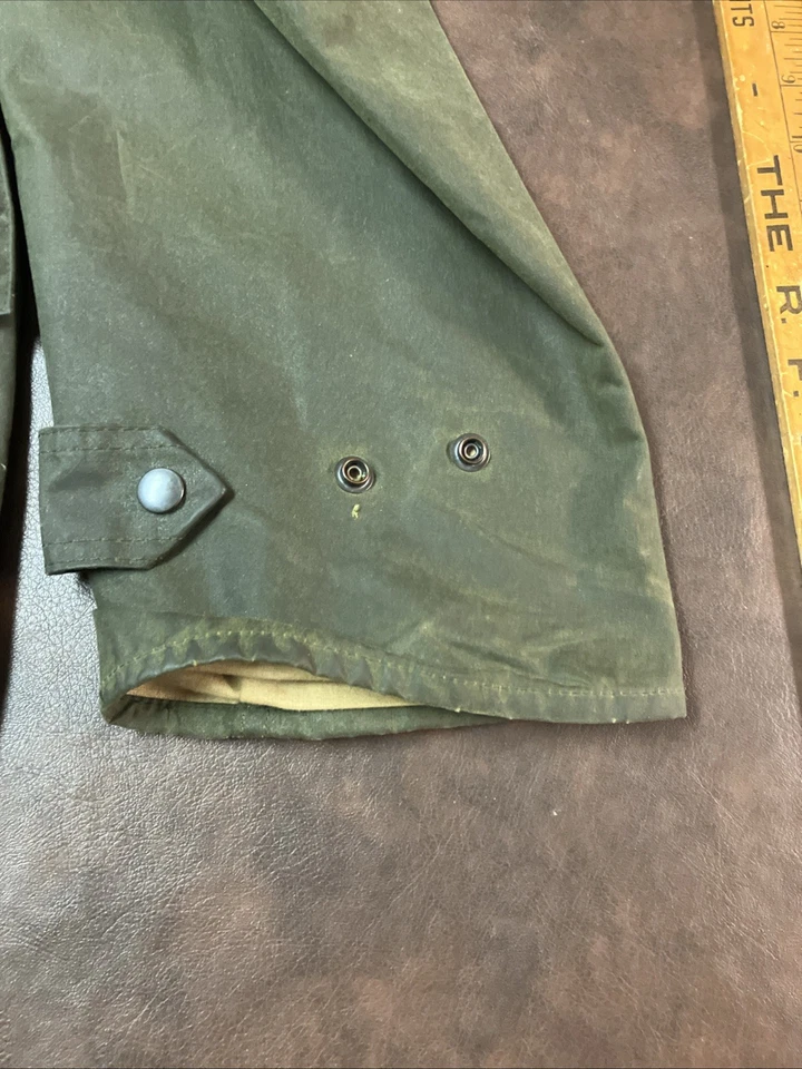 Abrigo de equitación australiano largo de lujo Driza Bone vintage talla L lona encerada piel al óleo Foto 3 de 4