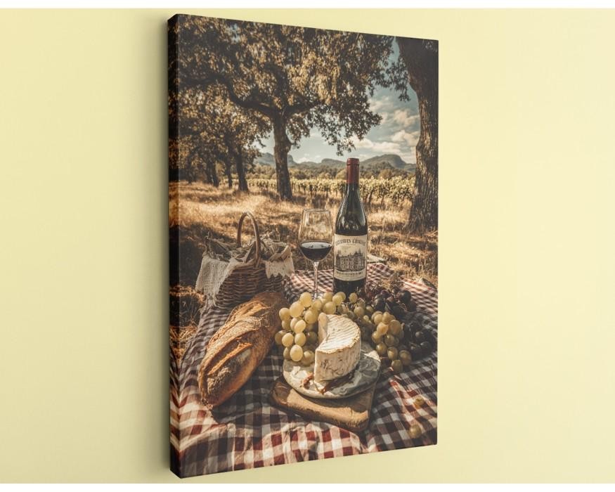 Picnic Canvas Print French Countryside Rustic Kitchen Wall Art Decor