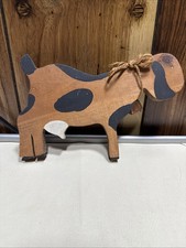 Wooden craft dairy goat hand painted with bell/B42
