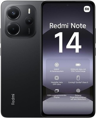 Xiaomi Redmi Note 14 4G Handy 128GB/8GB 6,67'' Schwarz/Midnight Black Neu&OVP  