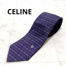 Celine Tie Navy/Red  Classic Men's Necktie Pre-Owned