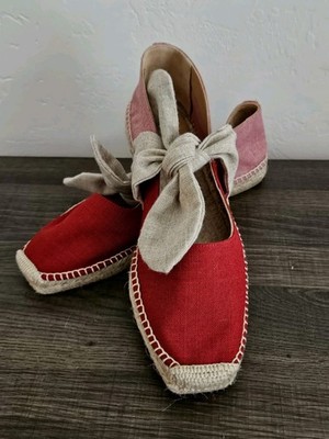 NWOT Castaner Red Bow Tie Flat Espadrille EU 41 US 10 Anthropologie *READ