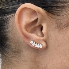 Pear Labcreated Diamond Climber Earrings 1.6ct TCW F/VS 14K Rose Gold