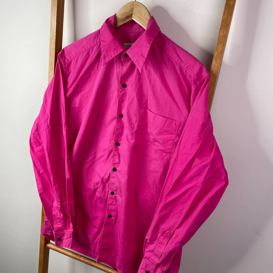 Рубашка на пуговицах мужская Dries Van Noten 50 розовая с длинным рукавом повседневная деловая хлопковая - Изображение 3 из 4
