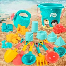 18 Pcs Sand Beach Toys Set Bucket Shovel Rake Sand Molds Kids Toy Gift Set