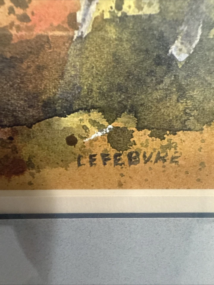 Original Watercolor By Lionel Lefebvre Horse Racing Jockey Framed & Matted - Image 4 of 4