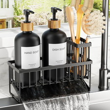 Cisily Kitchen Dish Soap Dispenser Set with 2 Pack 16.9Oz Amber Glass Bottle and