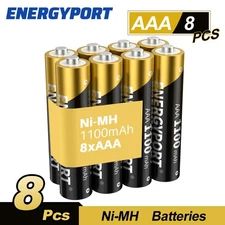 ENERGYPORT 8Pcs AAA Rechargeable Batteries 1100mAh 1.2V NI-MH Triple A Battery