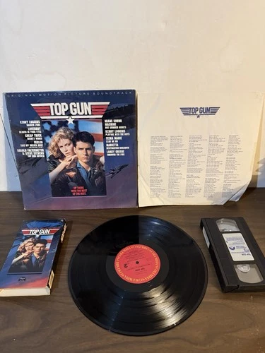 Top Gun VHS Movie And Record Sound Track Album Untested