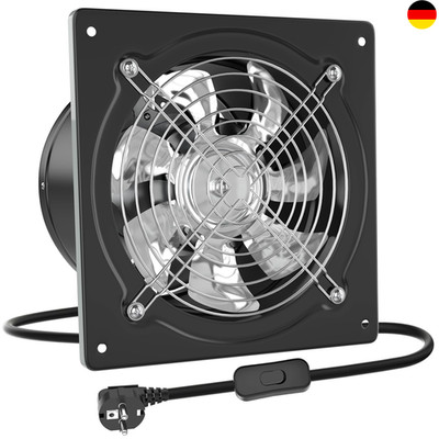 200mm Abluftventilator 980m³/h Badlüfter mit Rücklaufklappe Wandventilator leise