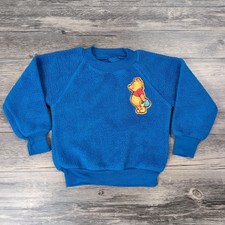 Vintage Y2k Winnie The Pooh Toddler Sherpa Sweatshirt Sz 2T Disney Embroidered