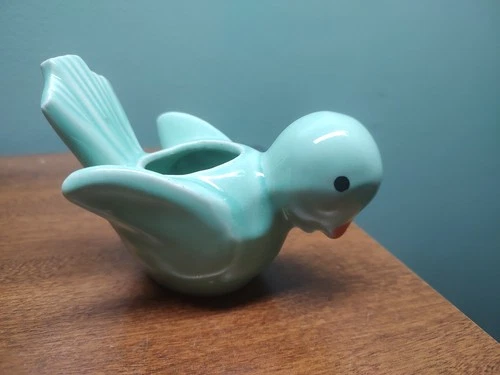 Vintage Shawnee Pottery Mid Century Green Bird Succulents Planter USA 5.25" Long