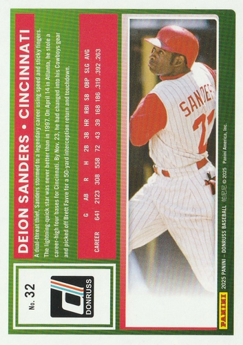 Deion Sanders 2025 Donruss #32 Cincinnati Reds MLB-Free Shipping - Picture 2 of 2