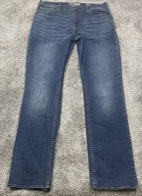BKE Tyler Jeans Mens 36L 36x33 Medium Wash Buckle Whiskered Cowboy Western