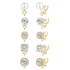 Cubic Zirconia Clip on Earrings - Women Hypoallergenic Comfortable Non Pierce...