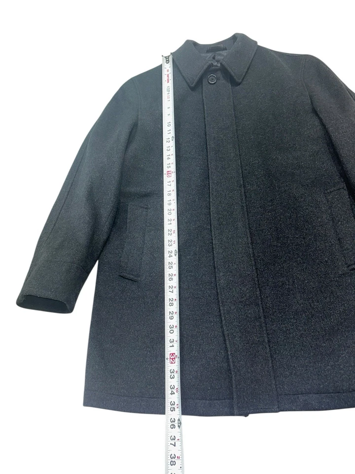 Cardinal of Canada Men's 42R Wool & Cashmere Car Coat Charcoal Overcoat Zip - Image 3 of 4