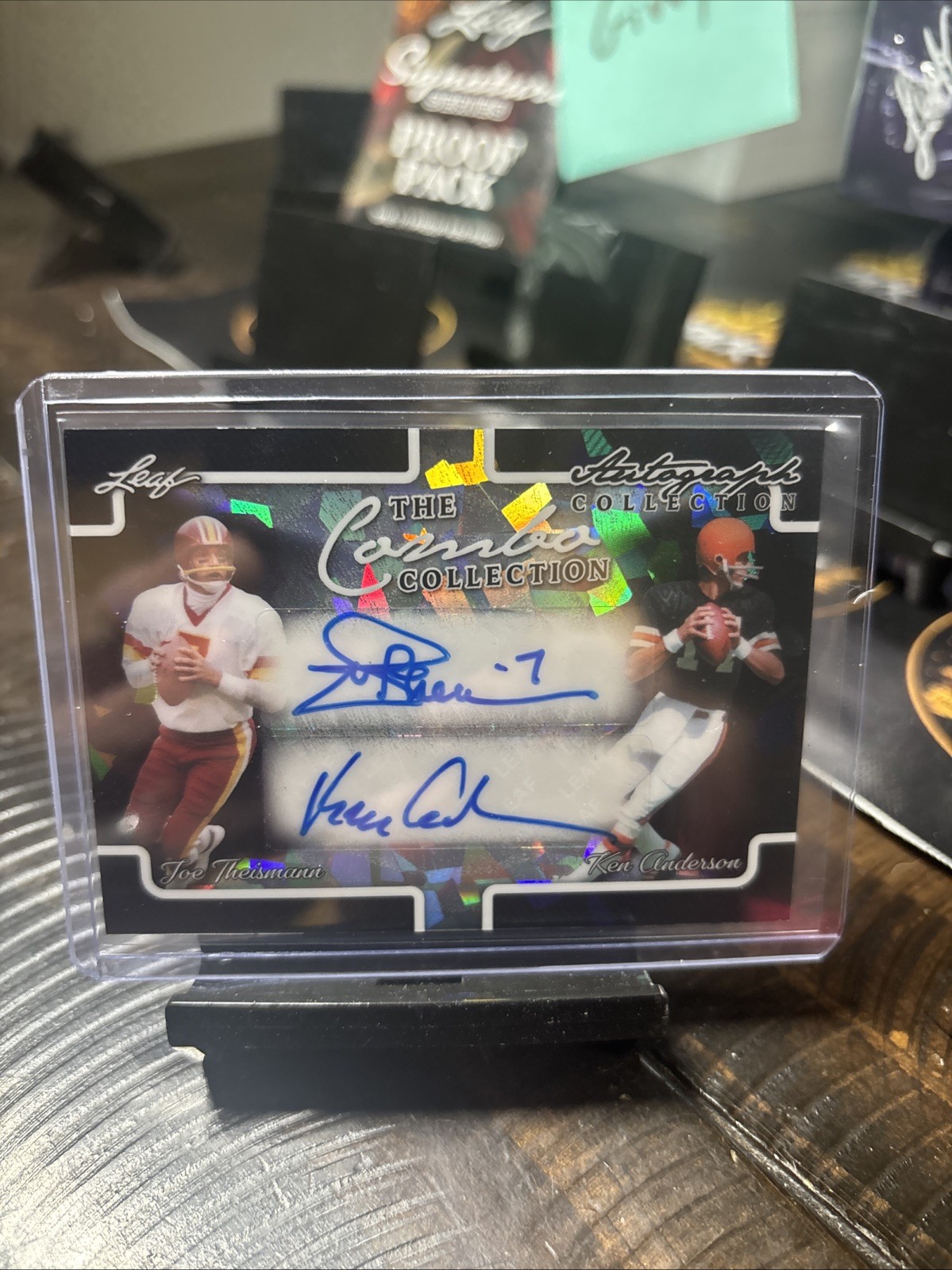 2026 LEAF AUTOGRAPH COLLECTION JOE THEISMANN/KEN ANDERSON CRYSTAL BLACK 1/1
