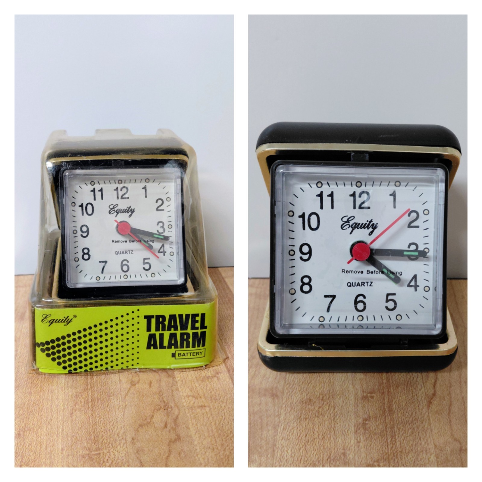 2005 Equity Quartz Folding Battery Powered Travel Alarm Clock Works OPEN BOX