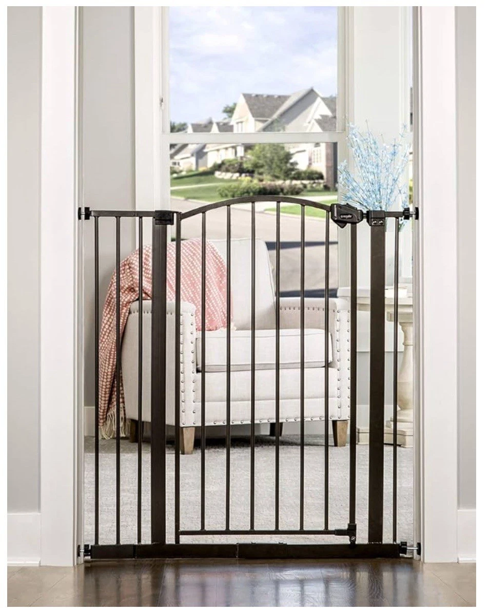 Regalo Easy Step Extra Tall Arched Décor Baby Gate-Black-New