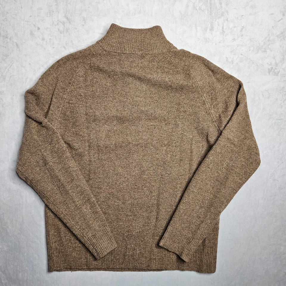 J Crew свитер мужской средний/большой коричневый 100% ягненка шерсти Henley пуловер высокий гриф - Изображение 2 из 4