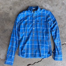 Abercrombie Fitch Muscle Fit Blue Plaid Long Sleeve Button-Down Shirt