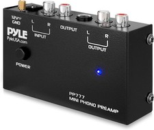 Pyle Mini Phono Turntable Preamp - Stereo Preamplifier with RCA Input/Output - L