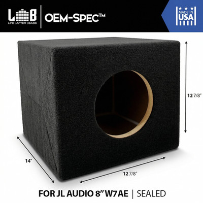 0.875 ft³ Sealed MDF Enclosure for Single JL Audio 8'' W7AE (8W7AE) Sub Woofer
