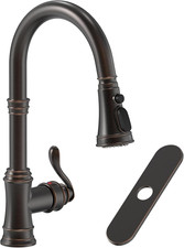 Rustic Oil Rubbed Bronze Kitchen Faucet with Pull Down Sprayer Deck Plate
