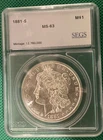 1881 S Morgan Silver Dollar BU graded by SEGS (#155)