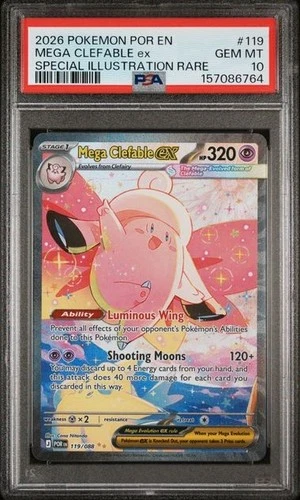2026 POKEMON PERFECT ORDER #119 MEGA CLEFABLE ex SPECIAL ILLUSTRATION BOX PSA 10
