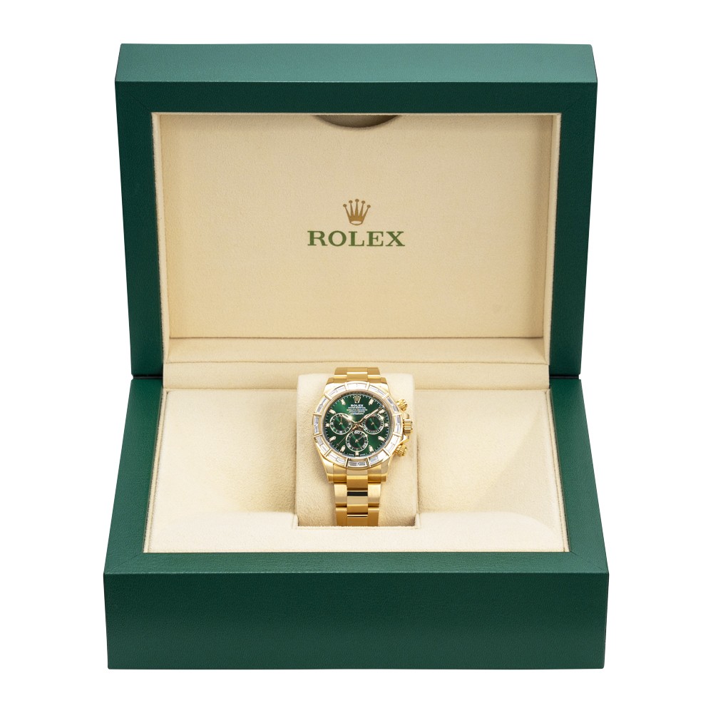 Rolex Daytona Watch 40MM Green Index Hour Markers Dial Yellow Gold image 10