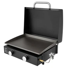 Uimoso 22-Inch Portable Propane Gas Griddle with Dual Burners and Lid