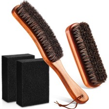 4 Pcs Horsehair Felt Hat Brush Kit with Cleaning Sponge Cowboy Clean Hat Wood Fe