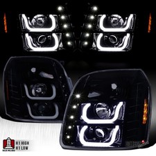 Smoke Fit 2007-2014 Gmc Yukon Xl 1500 2500 Denali Led Tube Headlights Leftright Smoke Fit 2007-2014 Gmc Yukon Xl 1500 2500 Denali Led Tube Headlights Leftright