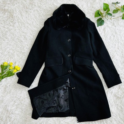 G-Star RAW Women's Long Coat Black Wool Removable Fur Collar Size S Used - Picture 17 of 17