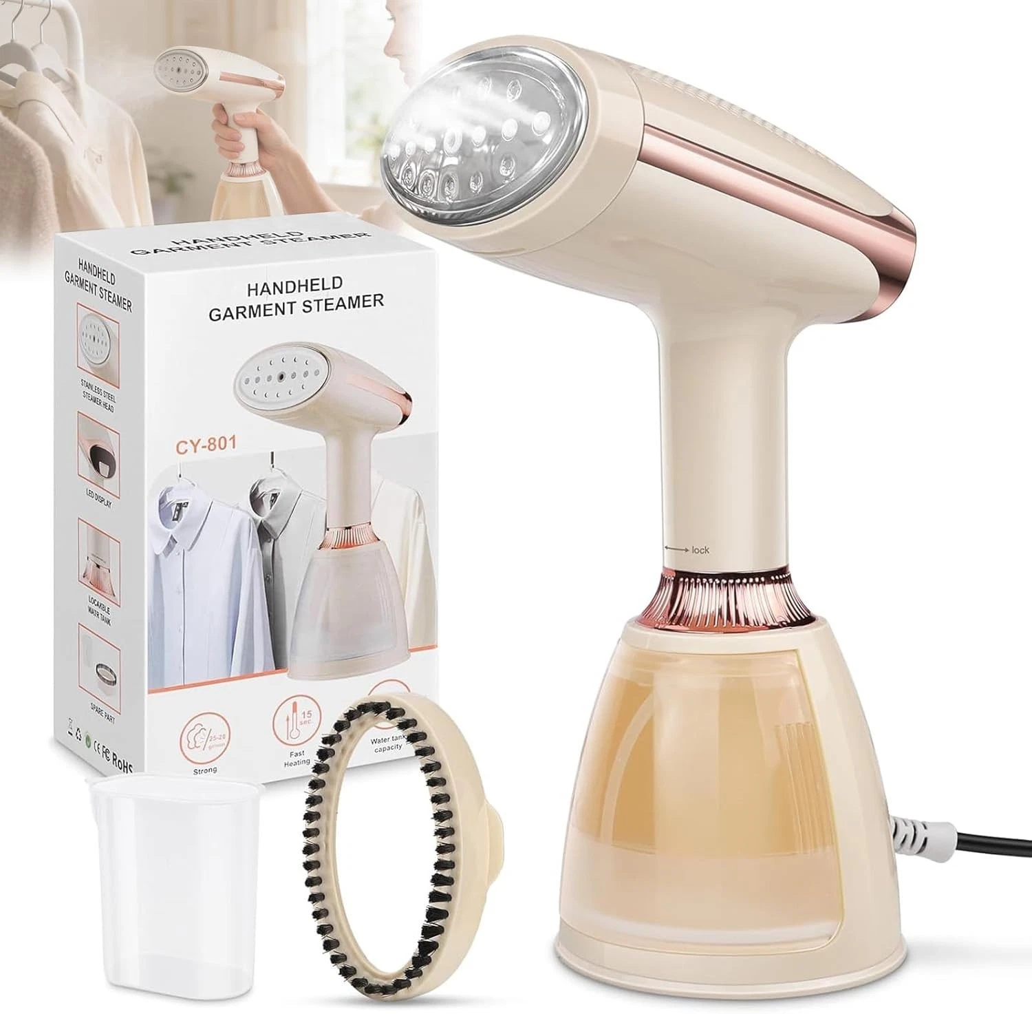 Handheld Clothes Steamer - 1500W Garment Steamer with 15s Fast Heat, 3 Steam Set