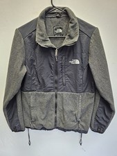 The North Face Denali Jacket Womens S Gray Black Polartec Fleece Full Zip Coat