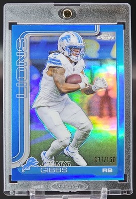2025 Topps Chrome Jahmyr Gibbs #101 True Blue Refractor /150