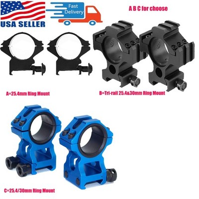 Pair 25.4mm/30mm Ring Scope Picatinny Mount Base/25.4mm Ring Low Profile Mount