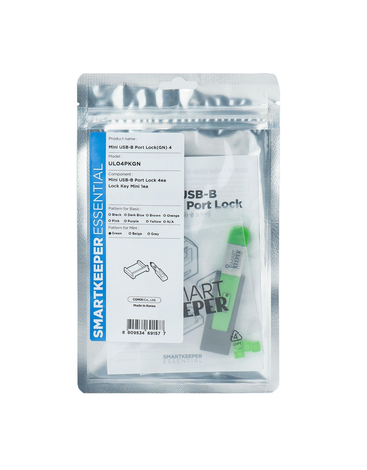SmartKeeper ESSENTIAL / 4 x Mini USB B-Port Blockers + Key / Grün - Bild 2