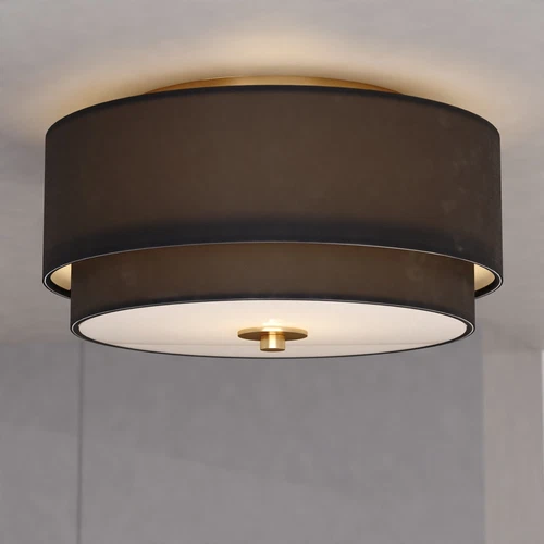 Burnaby 13-in. 2 Light Flush Matte Brass with Black Fabric - Picture 5 of 6