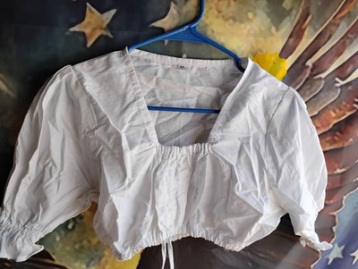 Sz 10. White Dirndl Blouse, Top, Shirt 1/4 ARMS Trachten.Oktoberfest,Cotton Mix