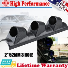 2 Car Carbon Left Auto Carbon Pod Pillar Triple 3 Hole 52mm Mount Gauge Holder