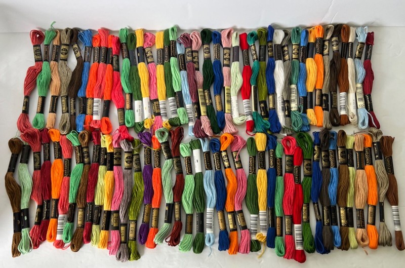 DMC & J.P. Coats Mix Lot of Cotton Embroidery Floss 80 Skeins Mixed Colors NEW