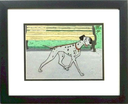 ⚫ 101 Dalmatians production Disney cel Art Corner label Framed Pongo - Picture 2 of 8
