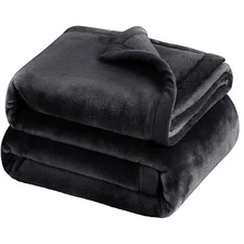 Black Mink Fleece Throws Super Soft Reversible Twin Queen Size Sofa Bed Blanket