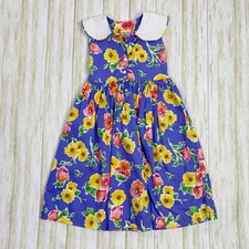 Vintage Rebecca Raggs Kids Size 6X Blue Floral Fit and Flare Dress