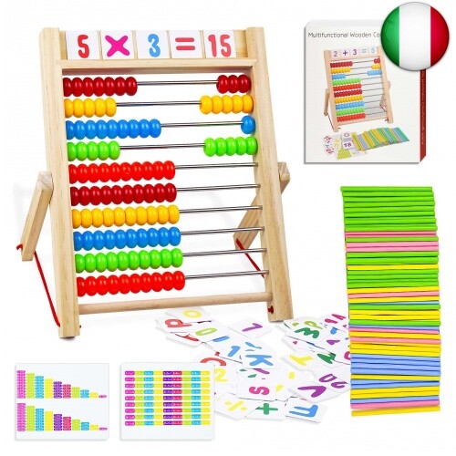 Abaco di Legno per Bambini, Giochi Montessori Abaco con 100 Bastoncini di