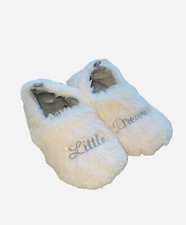 Dearfoams Cozy Comfort White Fluffy Slippers Kids Size 13-1 NEW Little Dreamer